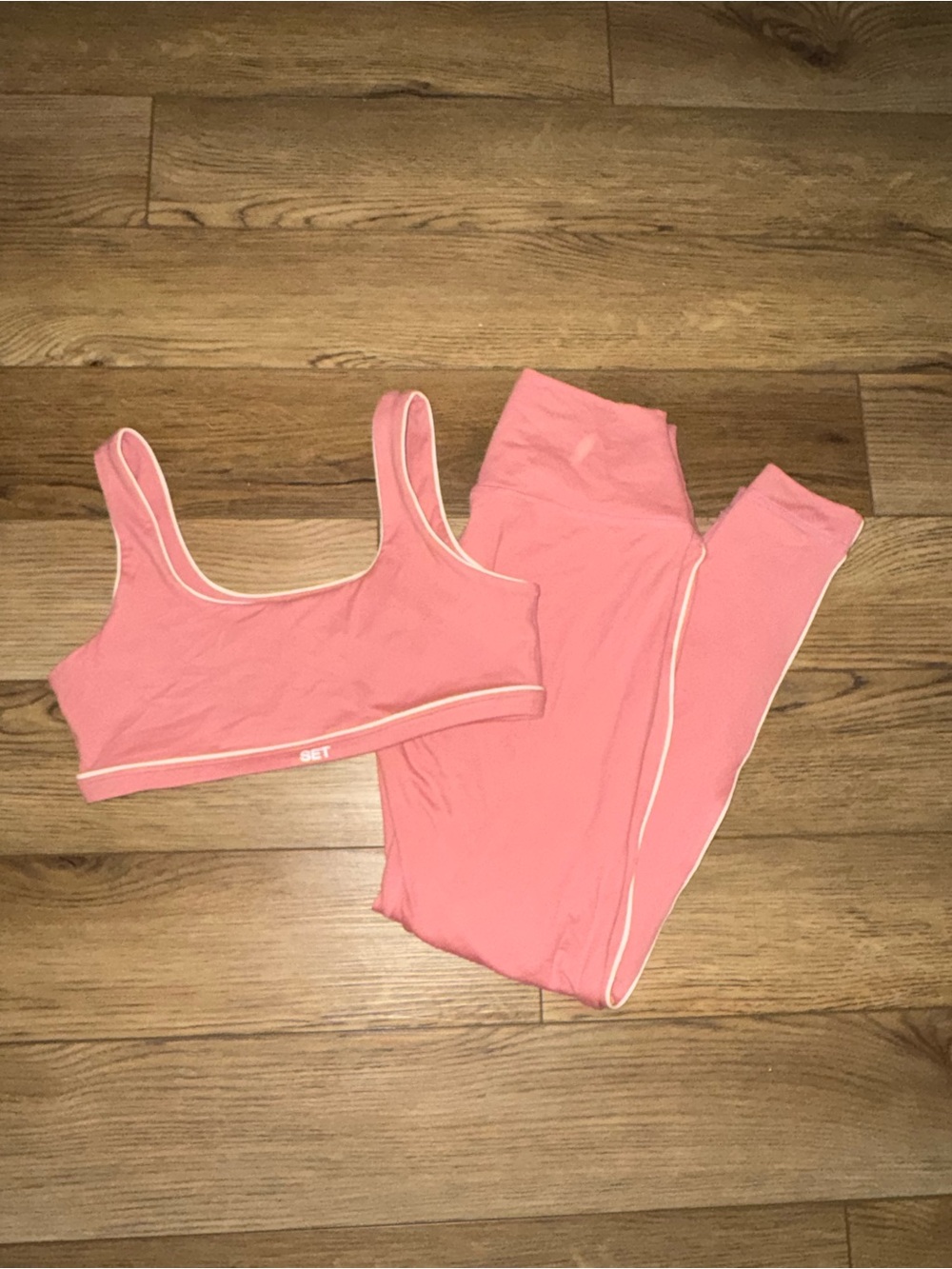 SET Active x Parke  Pink Seam-Trim Sports Bra & Leggings Set